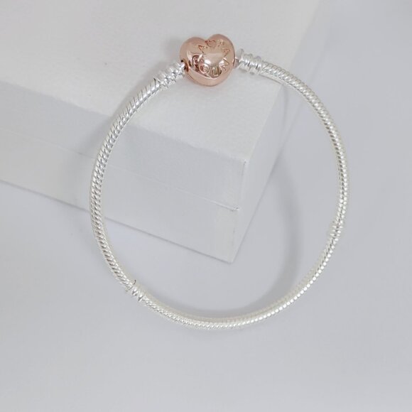 Pandora Moments Heart Clasp Snake Chain Bracelet S925 Sterling Silver - Picture 1 of 6
